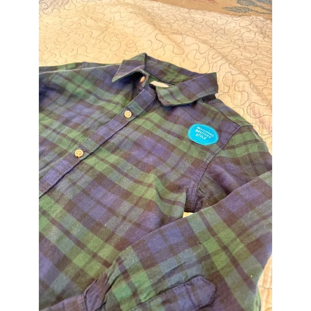Carter's Toddler Boys Plaid‎ Button Up Shirt Green/Blue Size 5T #513